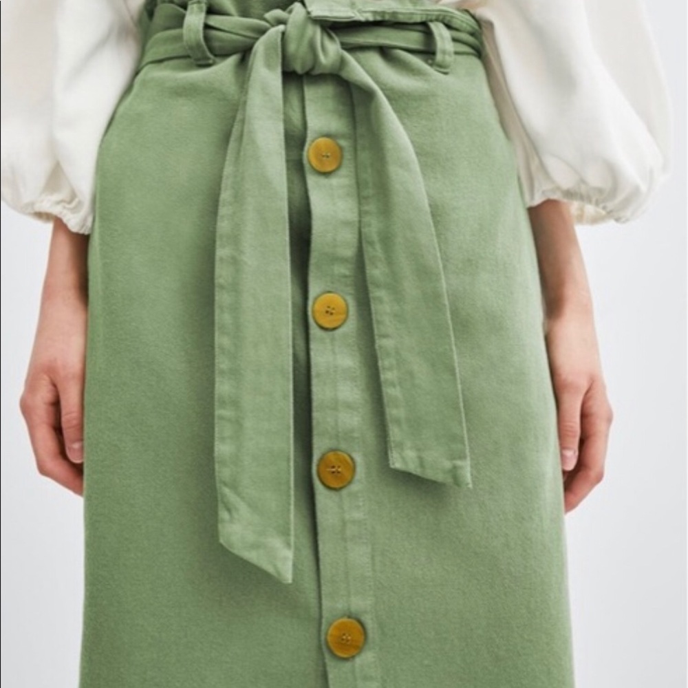 NWT - Zara TRF Green Button down Midi Skirt.